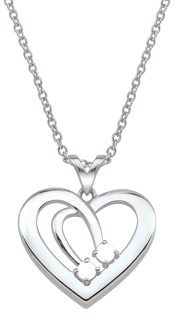 Custom Mother and Child Upside Down Heart Necklace with Engraved Name and Heart Simulated Birthstone.