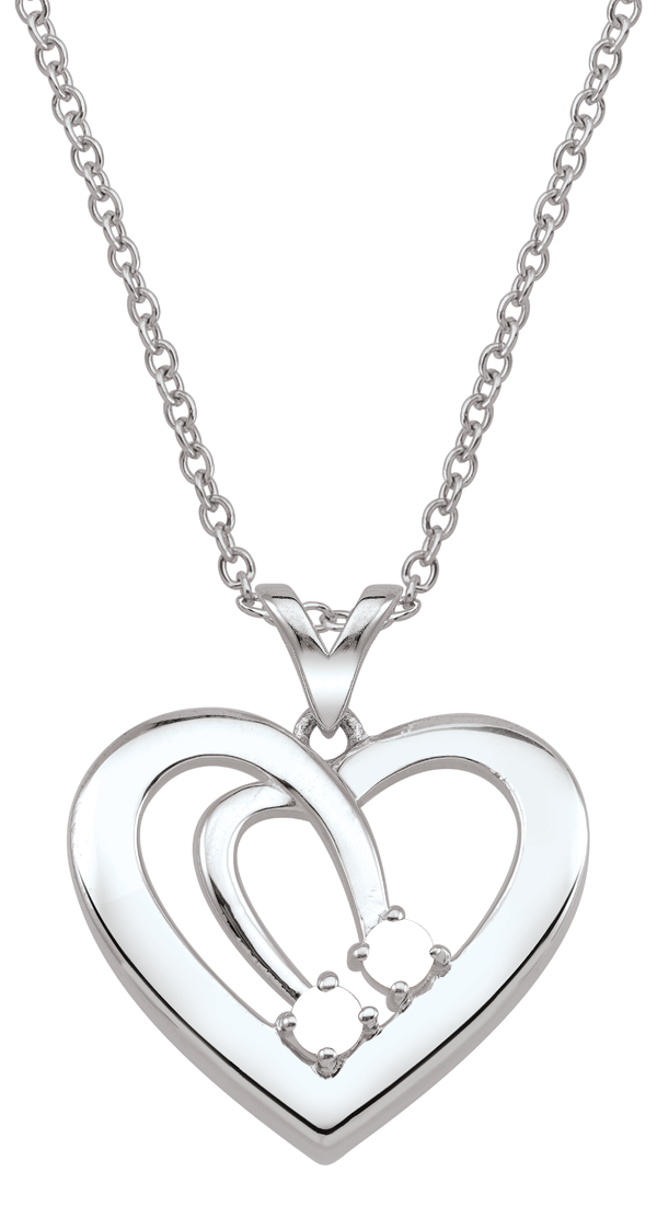 Personalised Photo & Text Engraved Large Heart Necklace With Birth Stone 